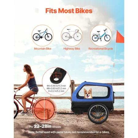 Dog Bike Trailer, Supports up to 40 kg, Pet Cart Bicycle Carrier for Small & Large Dogs, Easy Folding Frame with Quick Release W