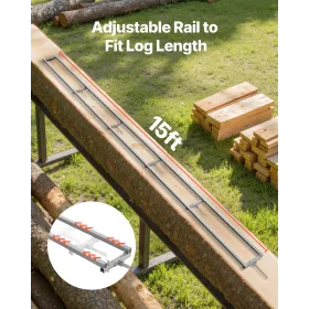 VEVOR skinnemølleføringssystem, 4,57 m 6 tværstangskædesavsfræsersæt, aluminiumsavfræserskinnersystem Fungerer med motorsav, 4