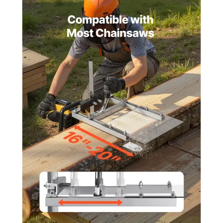 VEVOR Chainsaw Mill, Portable Sawmill Fits 41-51 cm Planking Milling Bar, Lumber Cross Cutting Guide Chain Saw with Shield, 0.2-