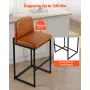 Bar Stool Set of 4, 68cm Counter Height Stools, Modern PU Leather Counter Barstool with Backrest, Metal Legs, Easy Assembly Arml