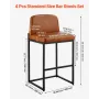 VEVOR barstol Sæt på 4, 68 cm afføringshøjde skamler, moderne PU-læder barstol med ryglæn, metalben, nem montering