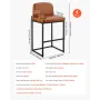 VEVOR Bar Stool Set of 4, 68cm Counter Height Stools, Modern PU Leather Counter Barstool with Backrest, Metal Legs, Easy Assembl