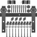 Glidende stalddørhardware-kit, 11ft stalddørsæt, 330 kg bærende dobbelt stalddør hardware-kit, kulstofstål ståldør