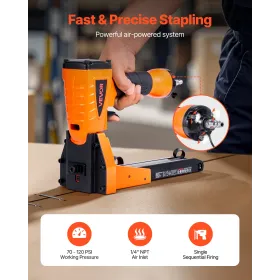 VEVOR Pneumatic Carton Closing Stapler, 13 Gauge Pneumatic Cardboard Staple Gun for 34.8mm Crown 16mm & 19mm Length, Depth-Adjus