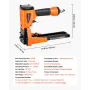 Pneumatic Carton Closing Stapler, 13 Gauge Pneumatic Cardboard Staple Gun for 34.8mm Crown 16mm & 19mm Length, Depth-Adjustable 
