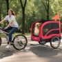 Dog Bike Trailer, Supports up to 45 kg, Pet Cart Bicycle Carrier for Small & Large Dogs, Easy Folding Frame with Quick Release W