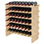 48 flaske stabelbar modulær vin rack bambus træ display hylde