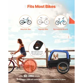 VEVOR Dog Bike Trailer, Supports up to 30 kg, Pet Cart Bicycle Carrier for Small & Medium Dogs, Easy Folding Frame with Quick Re