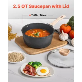 2.5 QT gryde, grydefri gryde med hærdet glaslåg