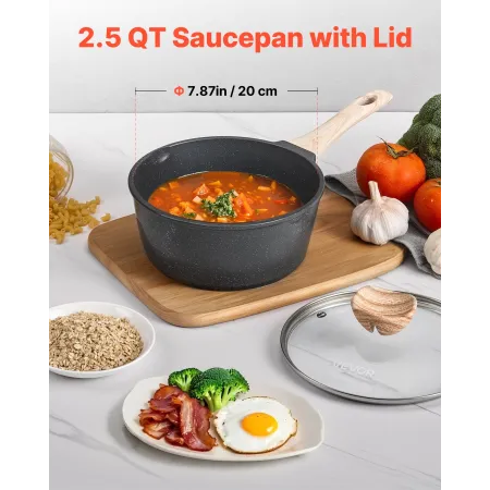 2.5 QT gryde, grydefri gryde med hærdet glaslåg