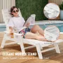VEVOR Chaise Lounge Chair, 181 kg Weight Capacity, 6 Positions Adjustable Patio Lounge Chair, Outdoor HDPE Lounge Chair with Bac