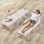 VEVOR Chaise Lounge Chair, 181 kg Weight Capacity, 6 Positions Adjustable Patio Lounge Chair, Outdoor HDPE Lounge Chair with Bac