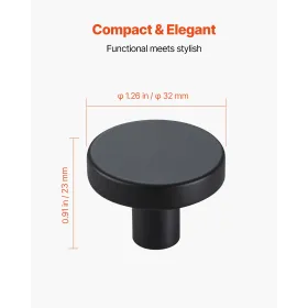 Cabinet Knobs, 10 Pack, 32 mm Black Zinc Alloy Drawer Pulls & Door Handles, Mushroom Kitchen Solid Knobs Dresser Handles, Cupboa