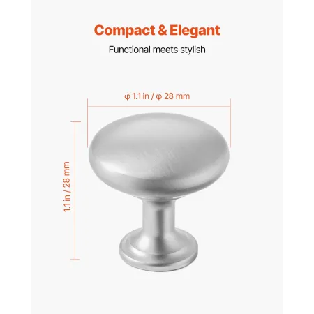 VEVOR Cabinet Knobs, 25 Pack, 28 mm Zinc Alloy Drawer Pulls Door Handles, Mushroom Kitchen Solid Knobs Dresser Handles, Cupboard