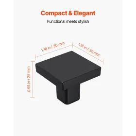 VEVOR skabsknopper, 10 pakke, 30 mm sorte zinklegeringskuffetræk og dørhåndtag, Firkantede køkken-solid-knopper Kommodegreb, Cu