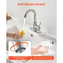VEVOR Single Handle Sink Faucet, Brushed Nickel Single Handle Bathroom Faucet, Kitchen Water Faucets with Anti-Splash Aerator, S