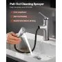 Single Handle Sink Faucet, Single Handle Pull Out Faucet 1 or 3 Hole, Brushed Nickel Stainless Steel Sink Faucets with Push-Butt