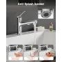 Single Handle Sink Faucet, Single Handle Pull Out Faucet 1 or 3 Hole, Brushed Nickel Stainless Steel Sink Faucets with Push-Butt