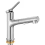 Single Handle Sink Faucet, Single Handle Pull Out Faucet 1 or 3 Hole, Brushed Nickel Stainless Steel Sink Faucets with Push-Butt