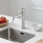 Single Handle Sink Faucet, Chrome-Plated Silver Faucet Kitchen Sink, 1 or 3 Hole Kitchen Water Faucets with Push-Button Drain, S