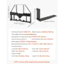 Skid Steer Pallet Forks, 1814 kg Rated Capacity, Pallet Fork Frame Attachment with 122 cm Pallet Forks Forklift Blades, 50.8 mm 
