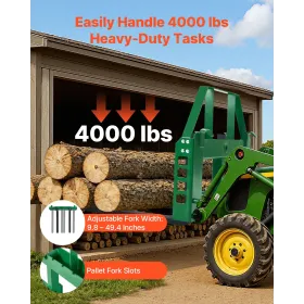 VEVOR Skid Steer Pallet Forks, 1814 kg Rated Load Capacity, Pallet Fork Frame Attachment with 1065 mm Pallet Forks Forklift Blad