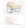 Accent Chair, Metal Framed Chair with Wooden Armrests, Modern Cozy Upholstered Armchair, with Soft Foam Cushioning, Detachable C