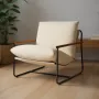Accent Chair, Metal Framed Chair with Wooden Armrests, Modern Cozy Upholstered Armchair, with Soft Foam Cushioning, Detachable C
