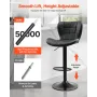 Bar Stool Set of 2, Modern PU Leather Counter Height Stools, Swivel Kitchen Barstool with Back and Footrest, Height Adjustable A