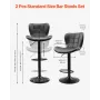 Bar Stool Set of 2, Modern PU Leather Counter Height Stools, Swivel Kitchen Barstool with Back and Footrest, Height Adjustable A
