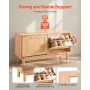 VEVOR Entryway Skobænk, 1000 x 300 x 530 mm Rattan-lignende skobænk med 2 klapskuffer, 300lbs skoopbevaringsstativ med 4 Comp.