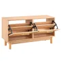 Entryway Shoe Bench, 1000 x 300 x 530 mm Rattan-Like Shoes Bench with 2 Flip Drawers, 300lbs Shoe Storage Rack with 4 Compartmen