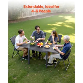 Udvidelig Udendørs Patio Spisebord, 80-160 cm rektangulære