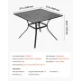 Outdoor Patio Dining Table, 94cm Square Metal Steel Slat Backyard Bistro Tables, with 38mm Umbrella Hole, Outside All-Weather La