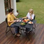 Outdoor Patio Dining Table, 94cm Square Metal Steel Slat Backyard Bistro Tables, with 38mm Umbrella Hole, Outside All-Weather La