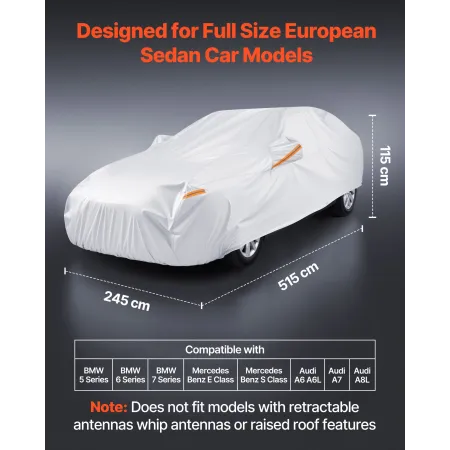 VEVOR Car Cover, Car Cover Waterproof for Full Size European Sedan Cars Models, Custom-fit All Weather Sun Rain Wind Dust Snow P