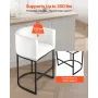 Bar Stool Set of 3, 63cm Counter Height Stools, Counter Barstool with Backrest, Arm, Metal Frame, and Footrest, Accent Fabric Ba