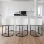 Bar Stool Set of 3, 63cm Counter Height Stools, Counter Barstool with Backrest, Arm, Metal Frame, and Footrest, Accent Fabric Ba