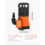 VEVOR 650W dykpumpe, 15000 L/H, PP-GF20 dykpumpe til snavset rent vand til kloakvand med automatisk svømmerafbryder, lang