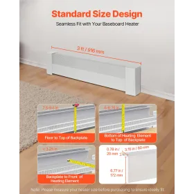 VEVOR Baseboard Heater Covers, Basic Series 916 mm Standard Electric Heating Unit Front Cover for Home Improvement, Heavy-duty S