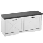 Entryway Shoe Storage Bench, 1000 x 305 x 475 mm Shoe Organizer with Flip Drawers, 440lbs Narrow Shoes Rack Bench with Cushion &