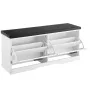 Entryway Shoe Storage Bench, 1000 x 305 x 475 mm Shoe Organizer with Flip Drawers, 440lbs Narrow Shoes Rack Bench with Cushion &