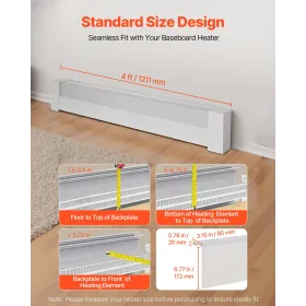 VEVOR Baseboard Heater Covers, Basic Series 1211 mm Standard Electric Heating Unit Front Cover for Home Improvement, Heavy-duty