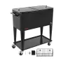 75.71 L Rolling Ice Chest, Holds up to 50 Bottles / 110 Cans, Portable Patio Party Bar Drink Cooler Cart with Bottom Shelf, Beve