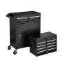 VEVOR rullende værktøjskasse, 2-i-1 design, 5 skuffer værktøjsskabsorganisator med aftagelig top metalværktøjskasse, låsestang,