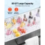 75.7L Rolling Ice Chest, Hold up to 50 Bottles / 110 Cans, Portable Patio Party Bar Drink Cooler Cart with Bottom Shelf & Foldab