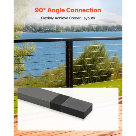 2 Pack Handrail Connectors, Flat Extension Stair Railing Accessories, POM Hand Rail Connector Fittings for Rectangular Cable Rai