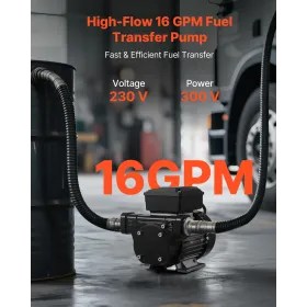 VEVOR Oil Transfer Pump 230V, 16 GPM 60 L/min, AC Elektrisk brændstofoverførselspumpe til diesel petroleum biodiesel, 8 ft/2,4
