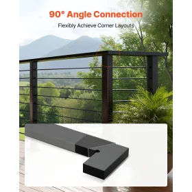 2 Pack Corner Connectors for Handrail, Extension Stair Railing Accessories, POM Hand Rail Connector Fittings for Rectangular Cab