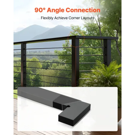 2 Pack Corner Connectors for Handrail, Extension Stair Railing Accessories, POM Hand Rail Connector Fittings for Rectangular Cab
